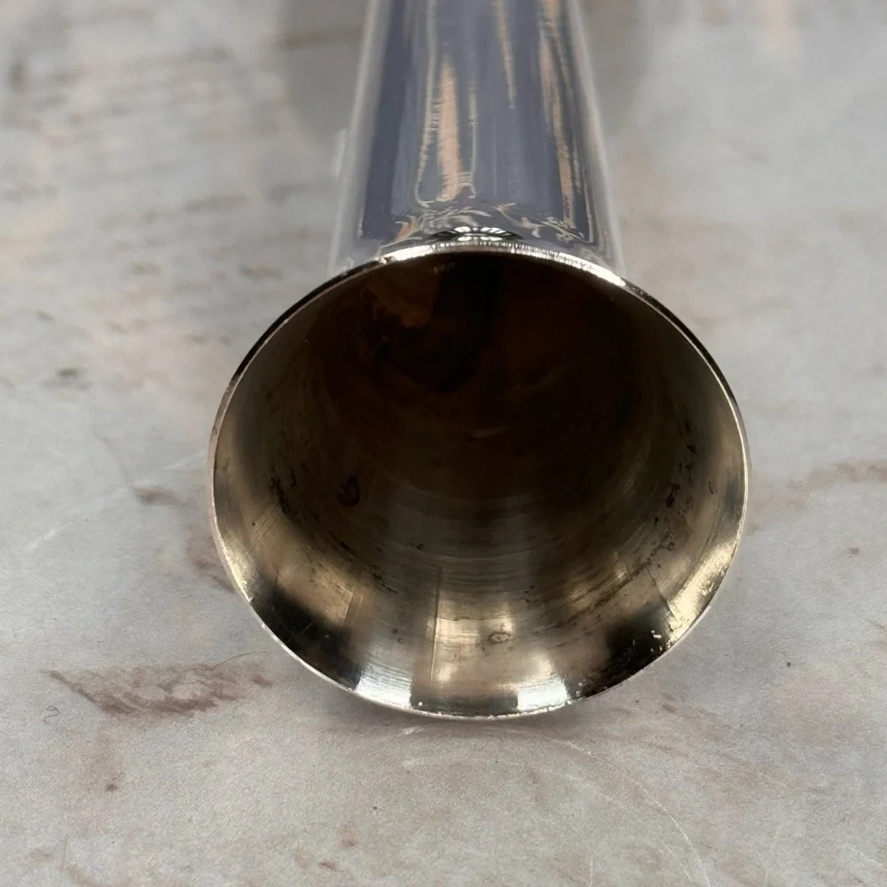Vintage Silver Tone Bud Vase Weighted Fluted Base Trumpet Shape Estate
